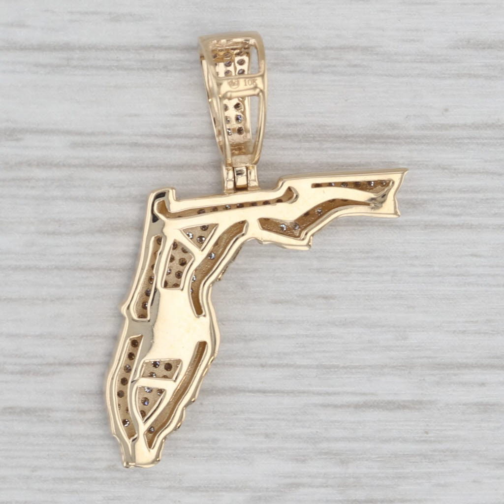 Light Gray Pave Diamond Florida Pendant 10k Yellow Gold Souvenir