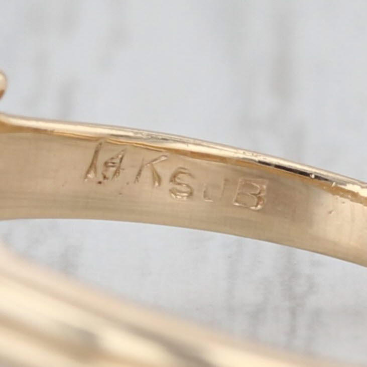 Antique Diamond Ring 14k Yellow Gold Enamel Size 8 Engagement