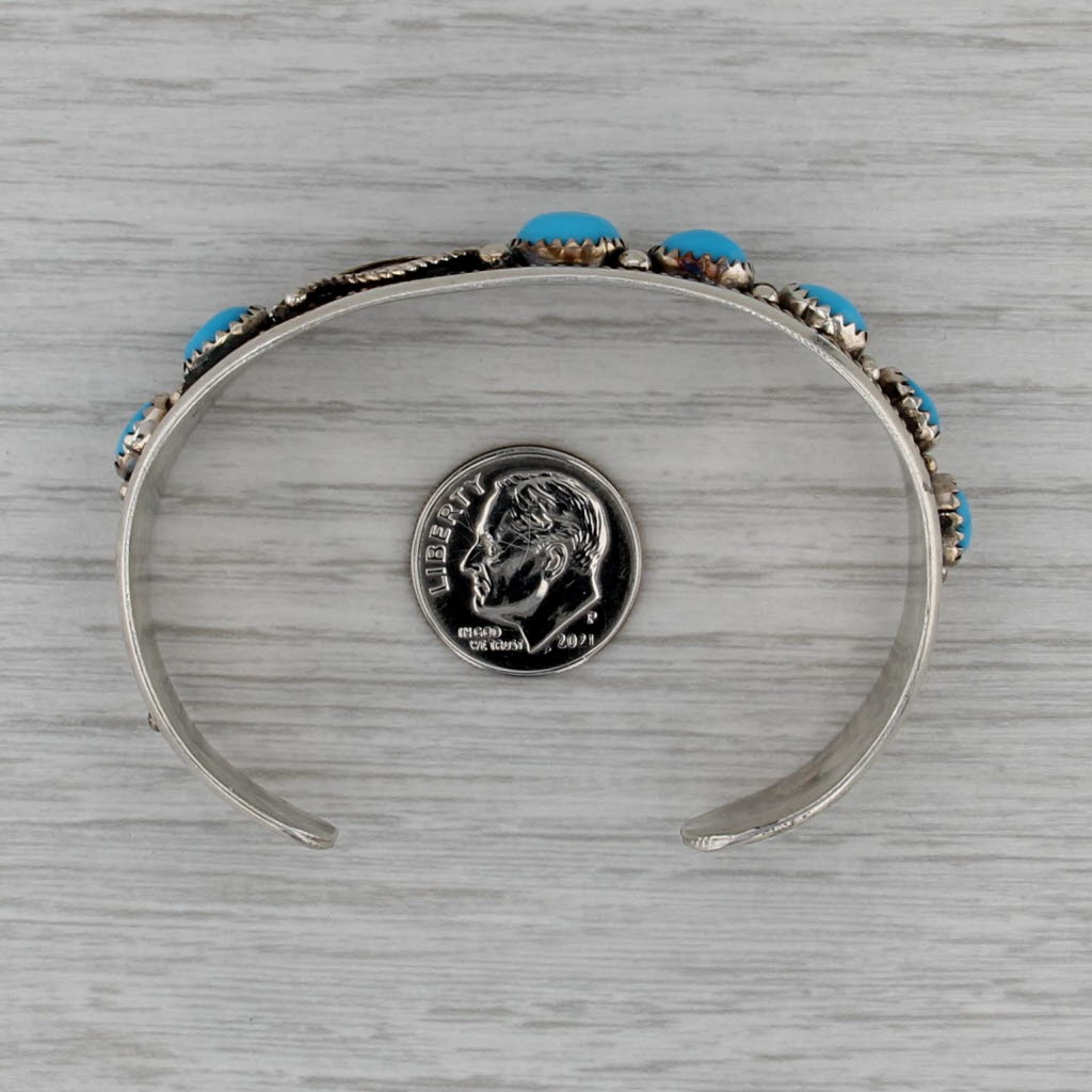 Native American Cecil Henry Turquoise Cuff Bracelet Sterling Silver Ornate
