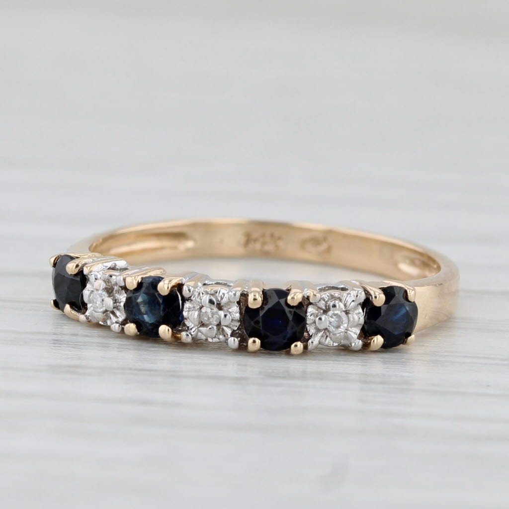 Light Gray 0.40ctw Blue Sapphire Diamond Ring 14k Yellow Gold Size 6 Stackable