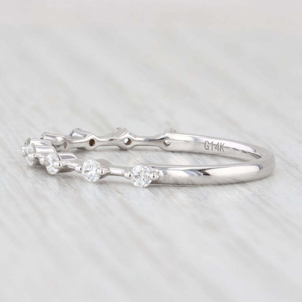 Light Gray New 0.19ctw Diamond Wedding Band 14k White Gold Stackable Anniversary Ring 6.5