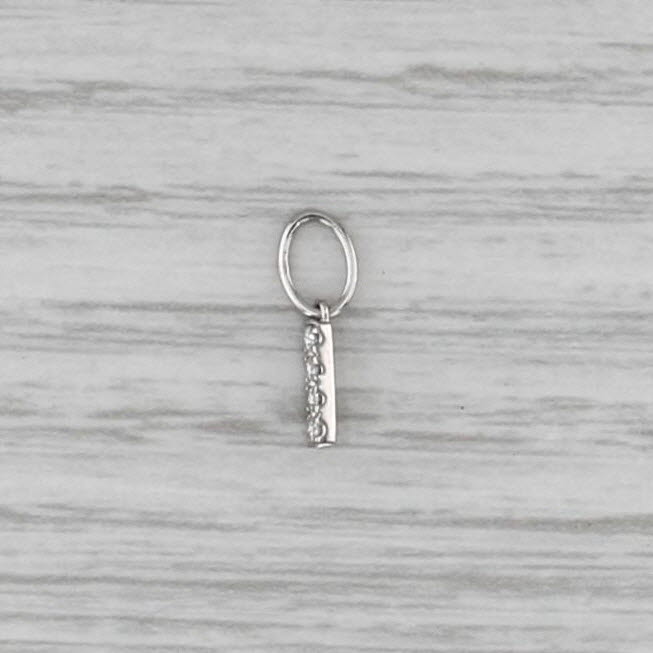 Tiny Diamond Letter "I" Charm 14k White Gold Small Drop Pendant