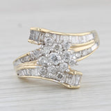Light Gray 1.10ctw Diamond Cluster Bypass Ring 10k Yellow Gold Size 6