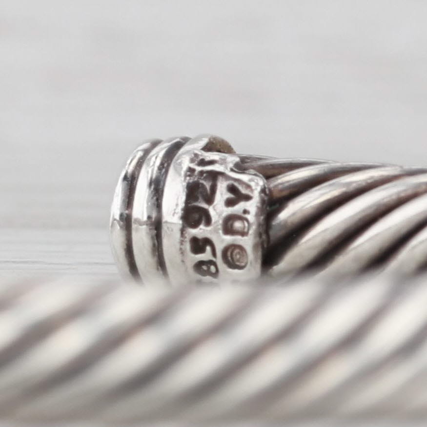 Light Gray David Yurman 0.16ctw Ruby 5mm Cable Cuff Bracelet Sterling Silver 14k Gold 6.5"