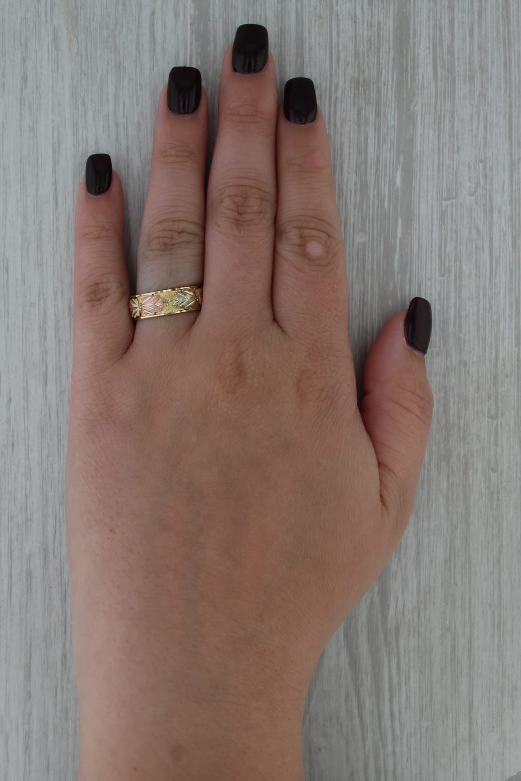 Black Hills Gold Leaf Ring 10k 12k Yellow Rose Green Mount Rushmore Size 9 Band