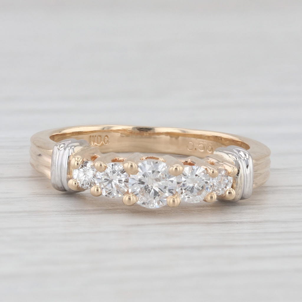 Light Gray 0.56ctw Tiered Diamond Ring 14k Yellow Gold Size 6.75 Engagement Anniversary