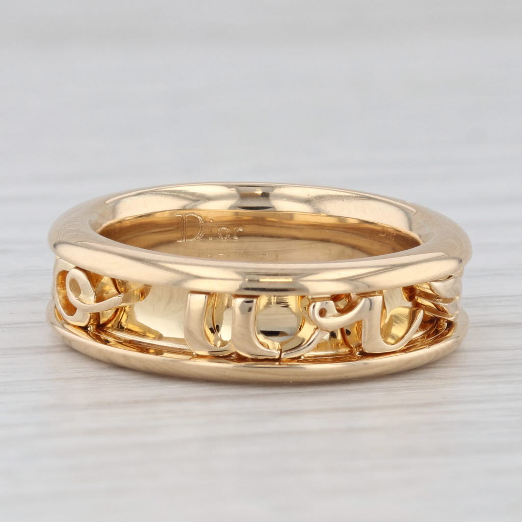 Light Gray Christian Dior Amour Moving Panel Griqi Ring 18k Yellow Gold Size 54 7 Band