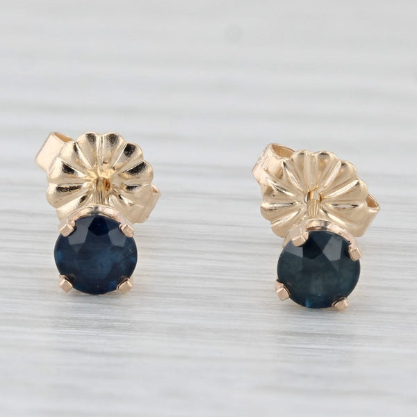 0.60ctw Blue Sapphire Solitaire Stud Earrings 14k Yellow Gold