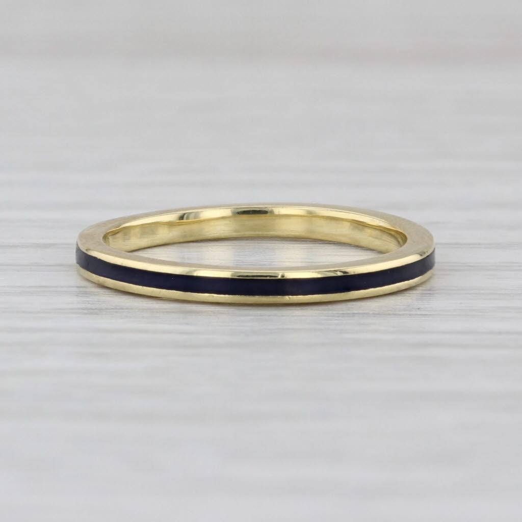 Hidalgo Purple Enamel Ring 18k Yellow Gold Stackable Band Size 6.5