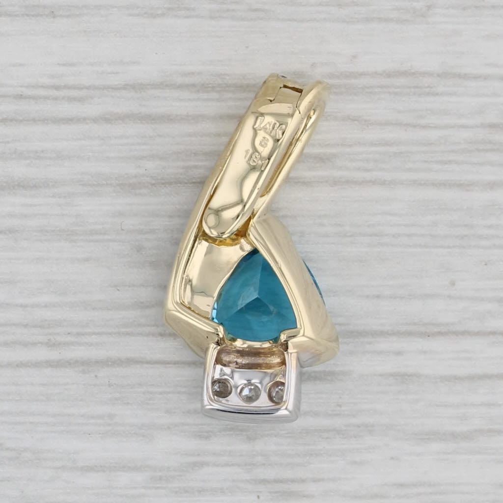Gray 2.29ctw Trillion Blue Topaz Diamond Pendant 14k Yellow Gold