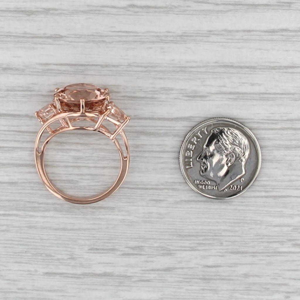6.60ctw Round Morganite Ring 10k Rose Gold Size 6.25