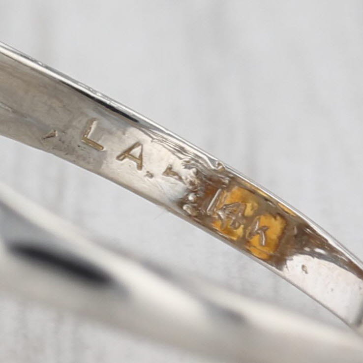 Vintage Art Deco 2.30ctw Citrine Diamond Filigree Ring 14k White Gold Size 10