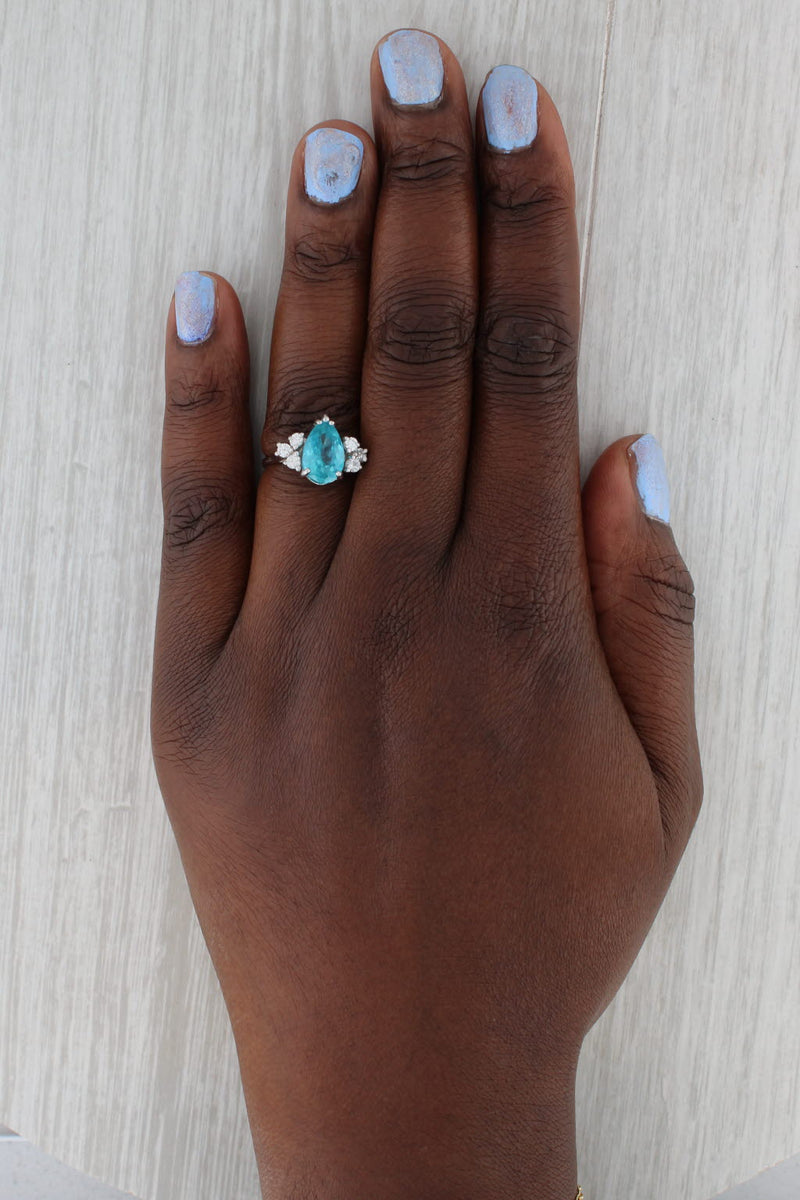 Gray 3.56ctw Blue Lab Created Sapphire Diamond Ring 14k White Gold Size 6