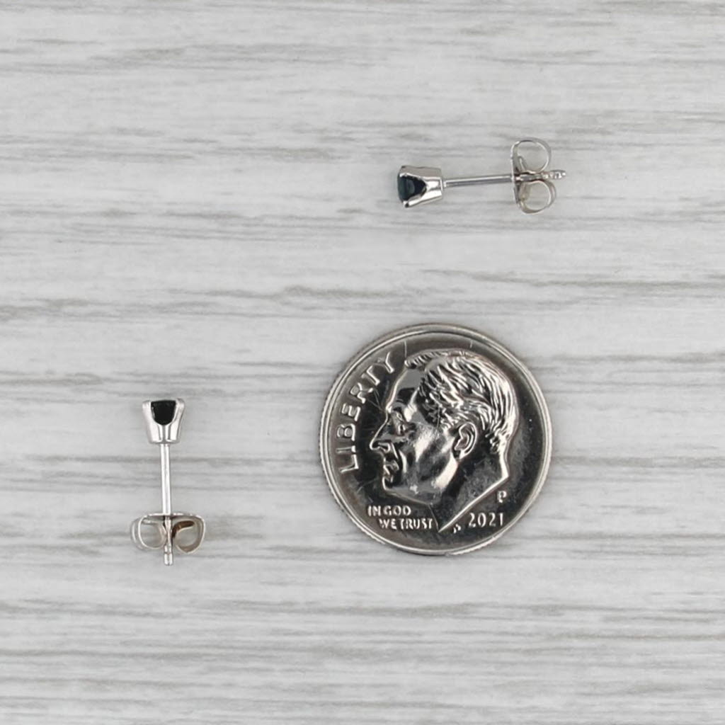 0.30ctw Blue Sapphire Stud Earrings 14k White Gold Round Solitaire Studs