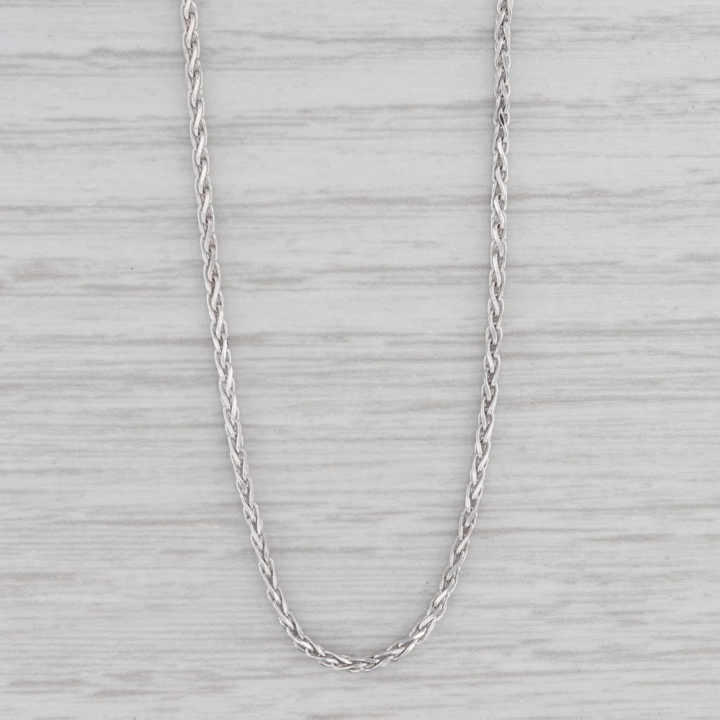 Gray 18" 1.5mm Wheat Chain Necklace 14k White Gold