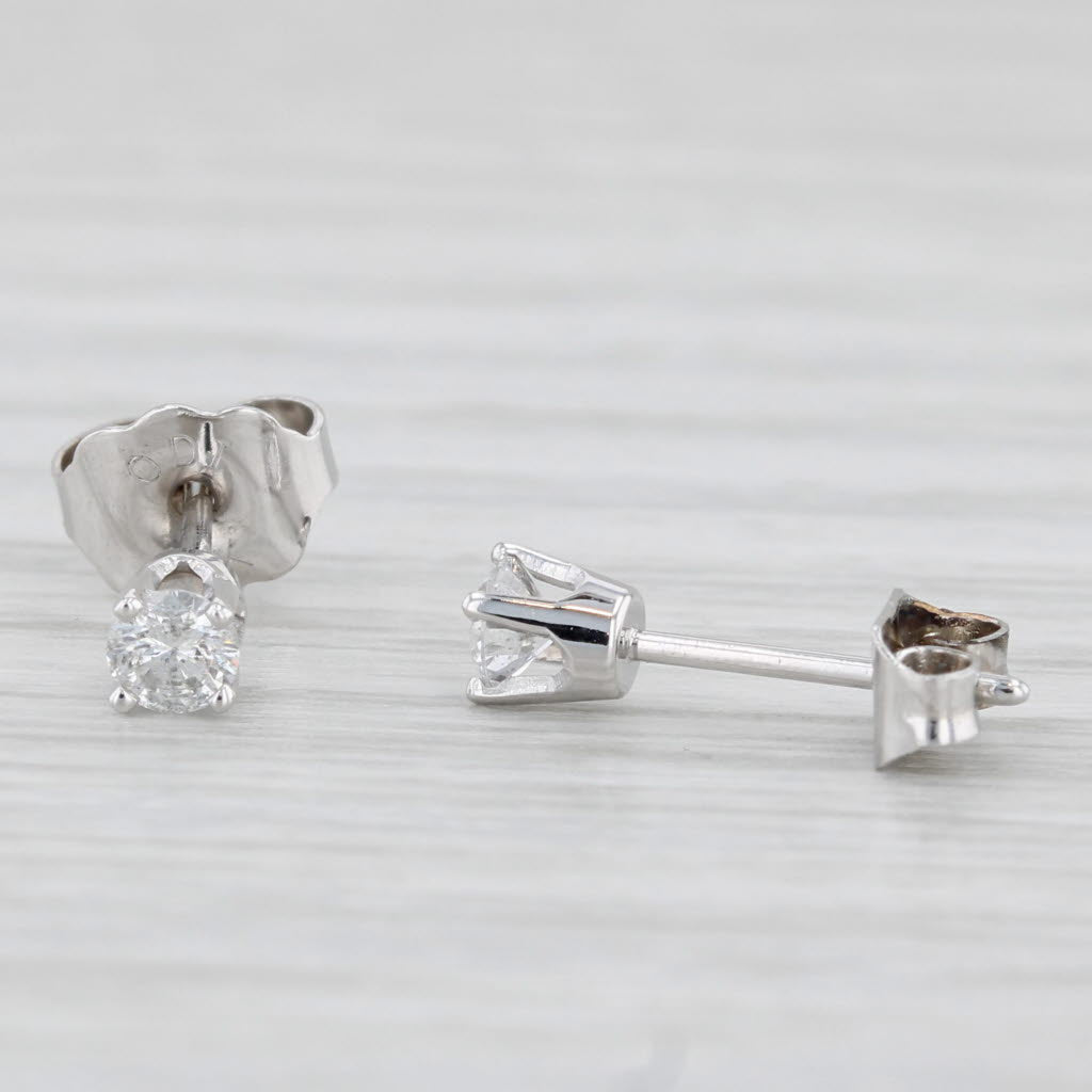 Light Gray 0.20ctw Diamond Stud Earrings 14k White Gold Round Solitaire Studs