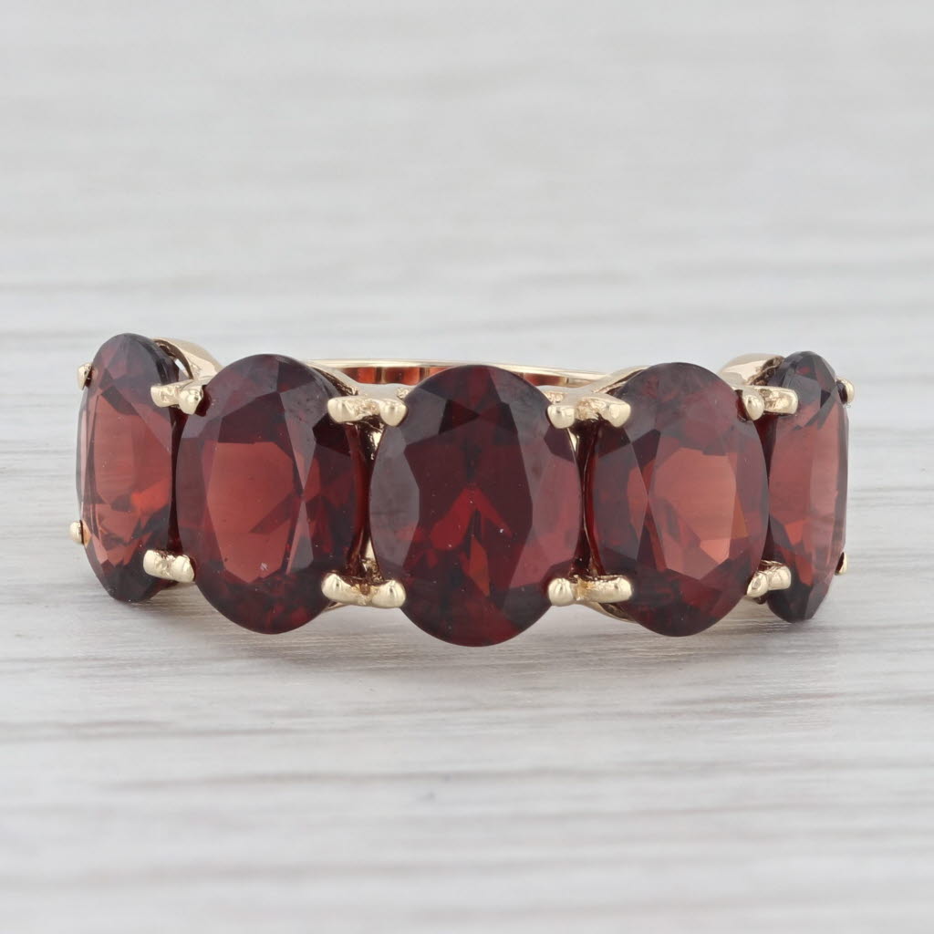 Light Gray 7ctw Garnet Ring 10k Yellow Gold Size 7 Oval 5-Stone