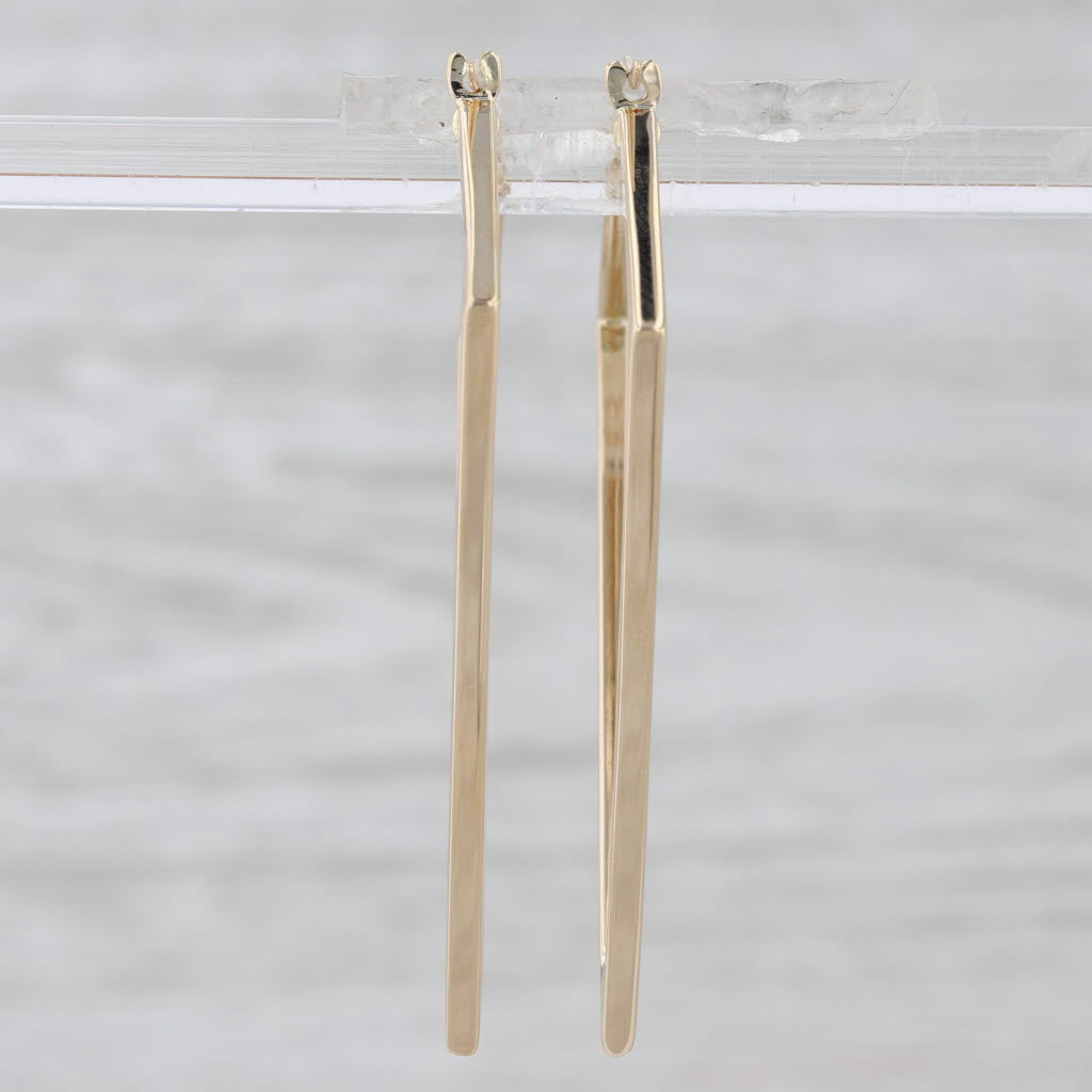 Kite Shaped Hoop Earrings 14k Yellow Gold Snap Top Posts Abstract Hoops