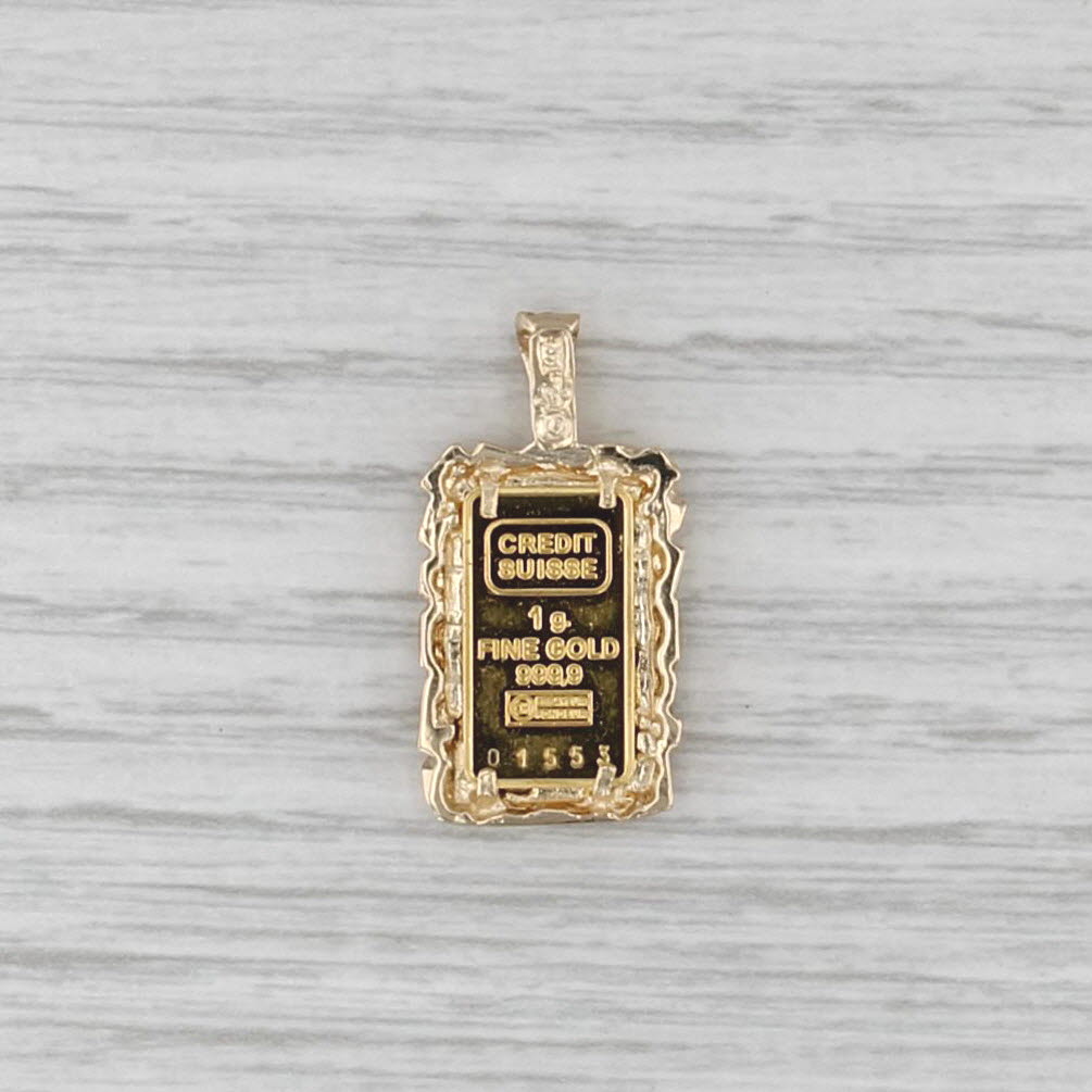 Credit Suisse Fine Gold Panda Mini 1 Gram Pendant 999 14k Yellow Gold Bezel