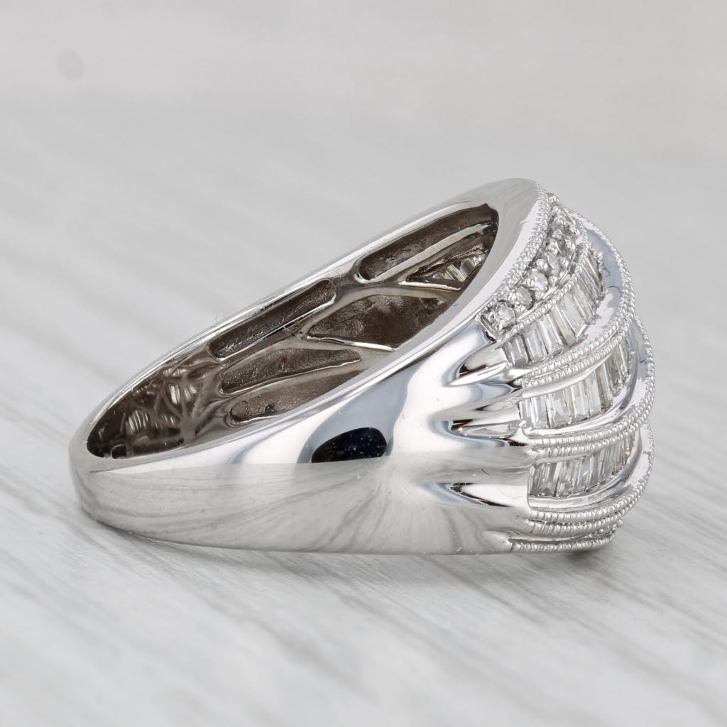 Gray 1.56ctw Diamond Curved Channel Set Ring 14k White Gold Size 7.25