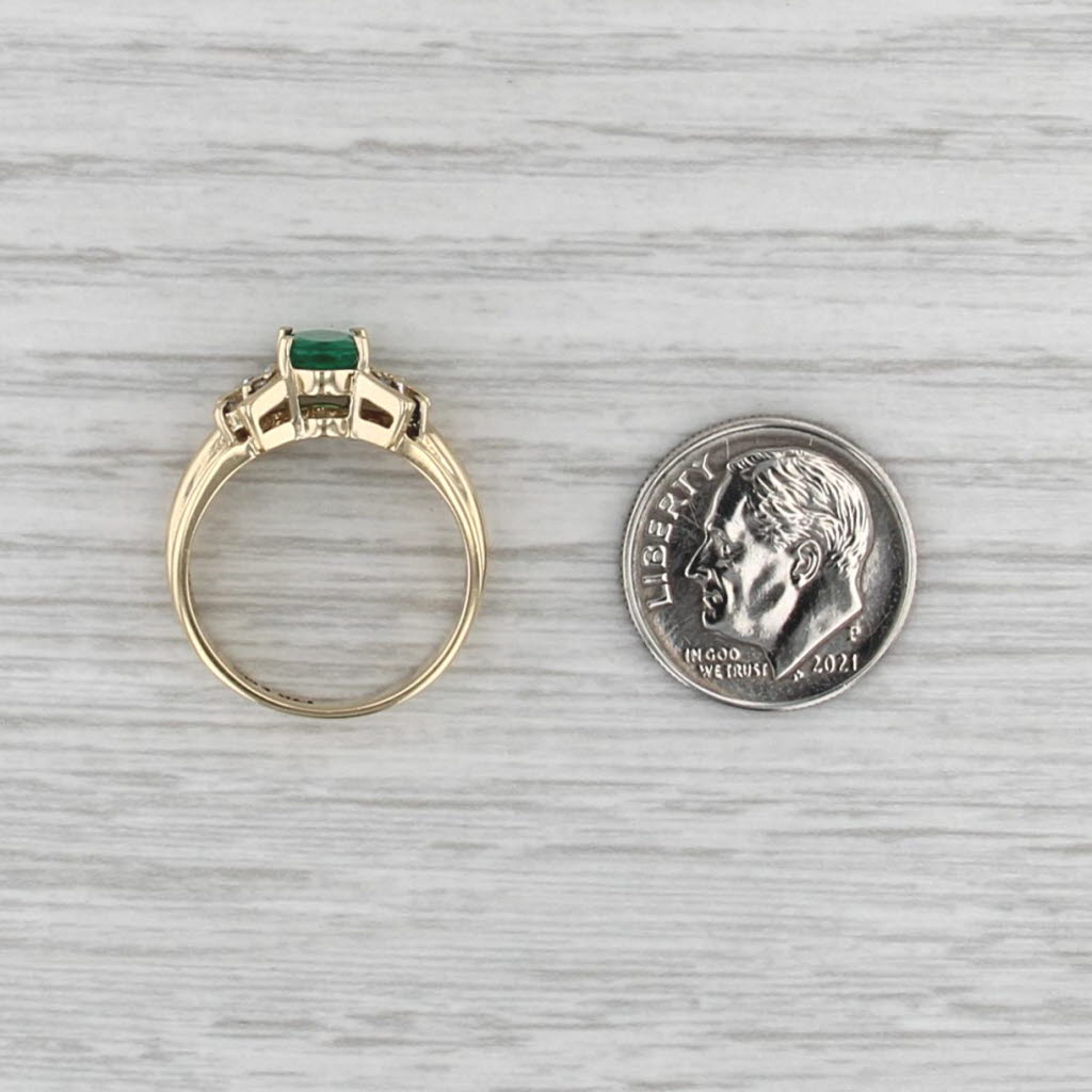 0.77ctw Oval Emerald Diamond Ring 14k Yellow Gold Size 6