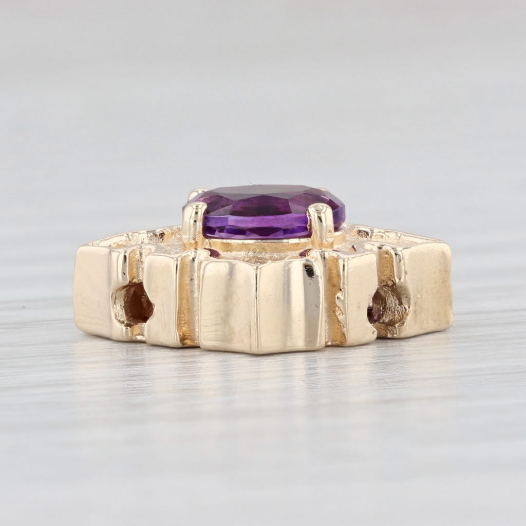 Light Gray Vintage 0.70ct Oval Amethyst Slide Charm 14k Yellow Gold Goldman Kolber