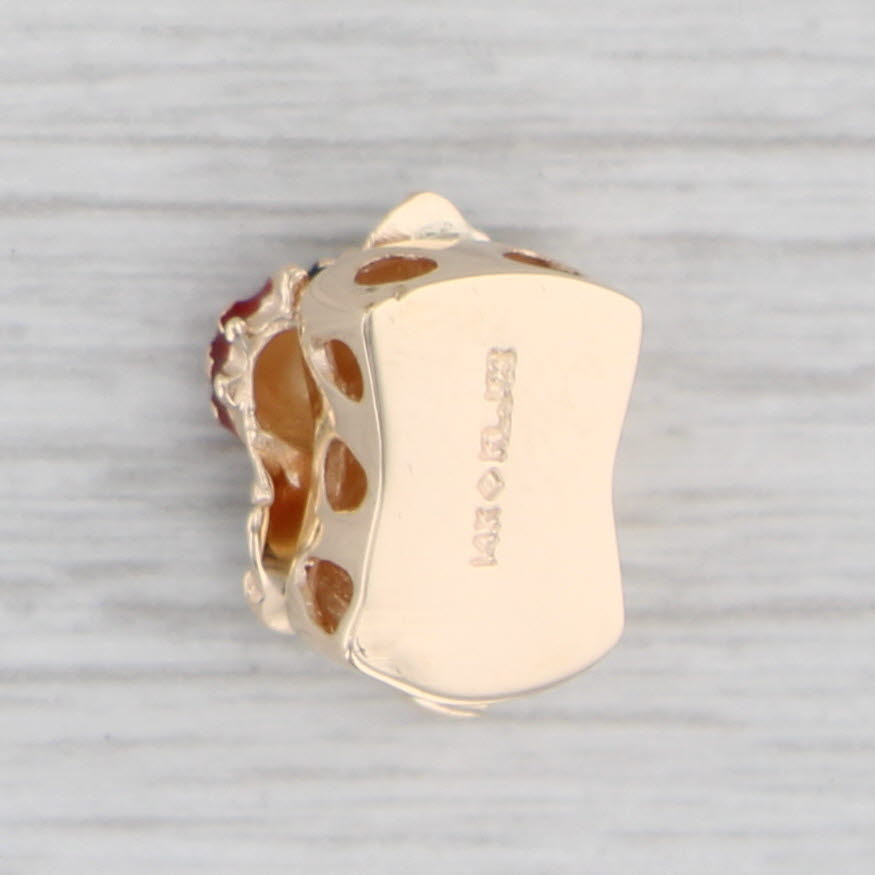 Light Gray Vintage Ladybug Leaf Slide Charm 14k Yellow Gold Resin Floral Richard Klein