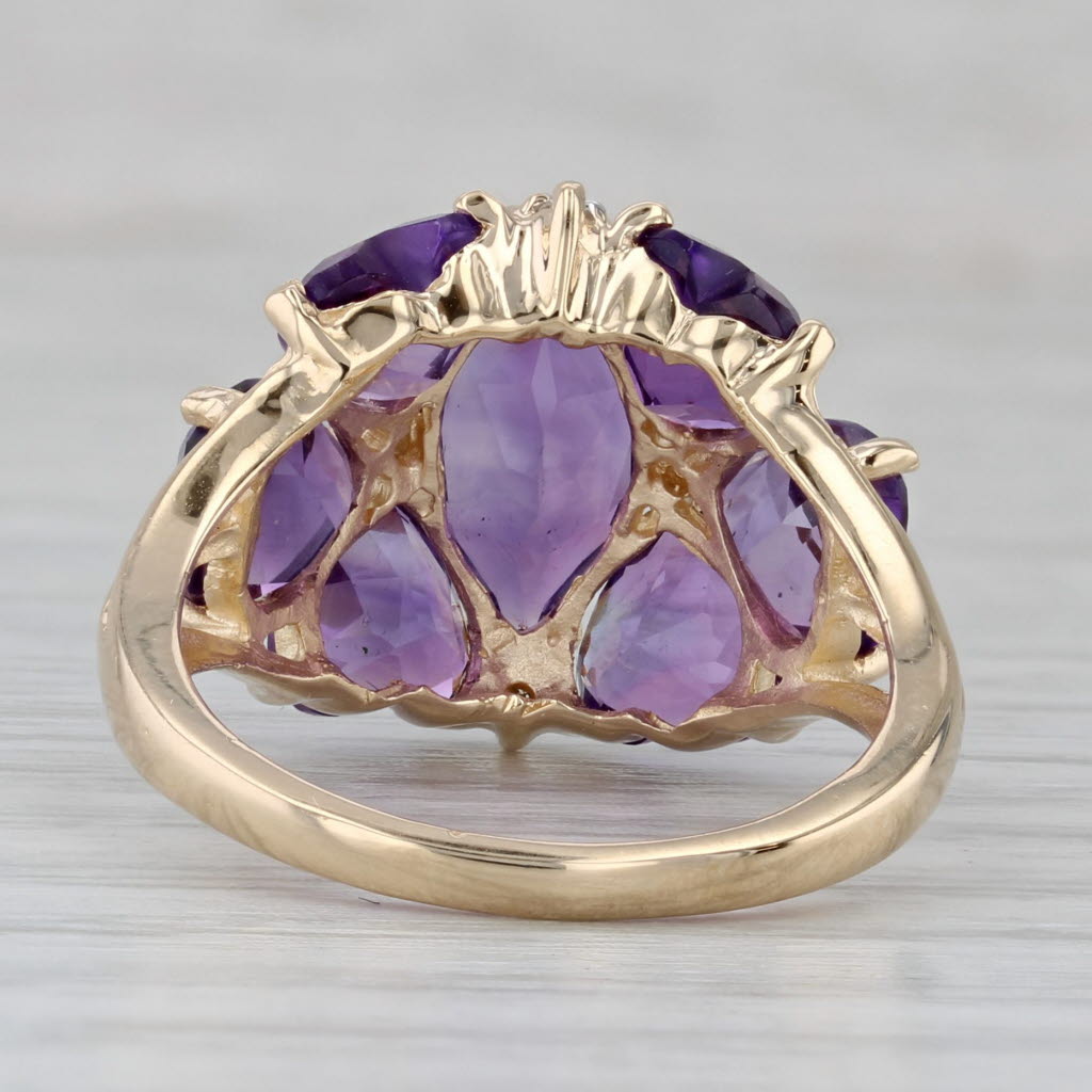 Gray 5.20ctw Amethyst Hearts Cluster Ring 14k Yellow Gold Size 7