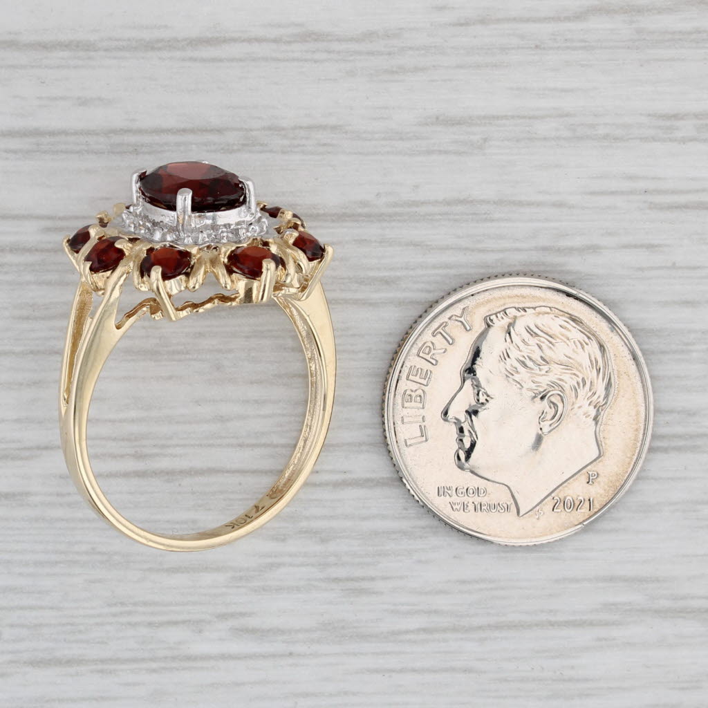 Gray 2.60ctw Garnet Diamond Ring 10k Yellow Gold Size 7.25 Cocktail