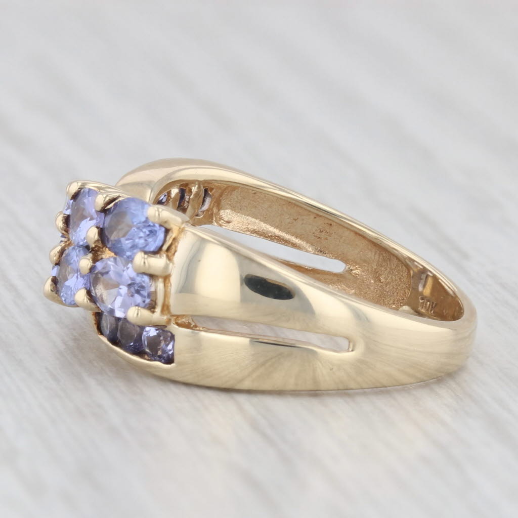 Light Gray 2.25ctw Tanzanite Cross Over Cocktail Ring 10k Yellow Gold Size 6