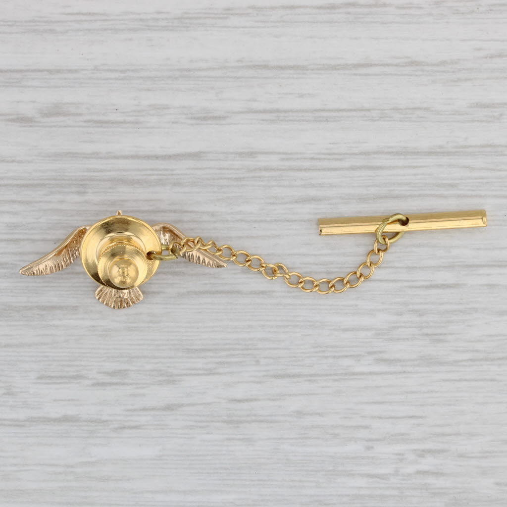 Gray Flying Bird Tie Tac Pin 14k Yellow Gold Lapel