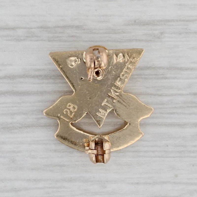 Gray Vintage Tau Kappa Epsilon Fraternity Pin 14k Gold Pearl Skull Badge