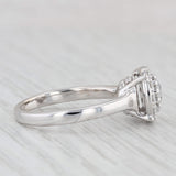 0.95ctw Round Diamond Halo Engagement Ring 14k White Gold Size 7.75