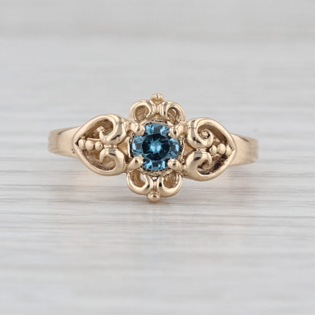 0.31ct Lab Created Spinel Ring 14k Yellow Gold Size 6.25 Round Solitaire