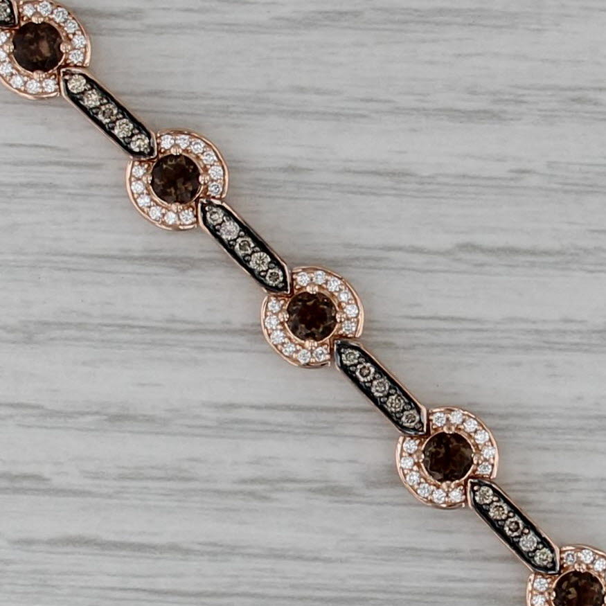 Le Vian 4.07ctw Champagne Diamond Quartz Links Bracelet 14k Rose Gold 6.75" 8mm