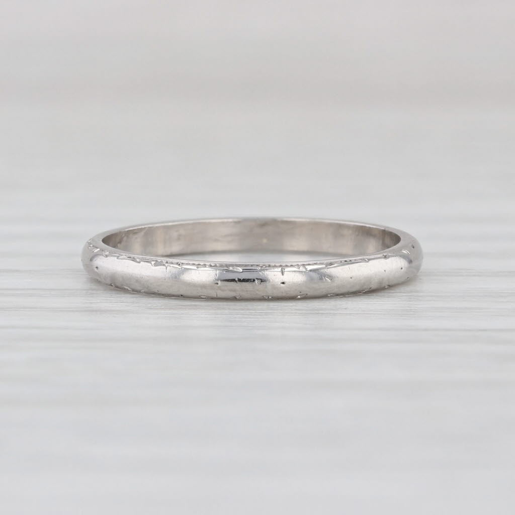 Art Deco Vintage Wedding Band Platinum Stackable Ring Size 4.5