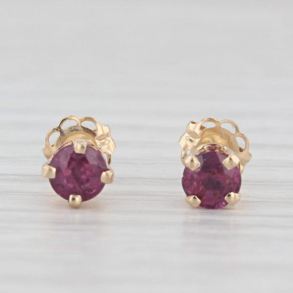 0.60ctw Ruby Stud Earrings 14k Yellow Gold Round Red Solitaire Studs