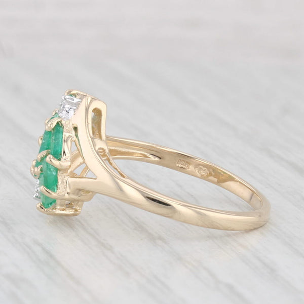 0.56ctw Emerald Diamond Cluster Ring 10k Yellow Gold Size 7