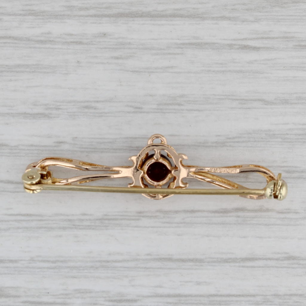 Gray 0.62ctw Round Solitaire Garnet Bar Pin 8k Yellow Gold Brooch