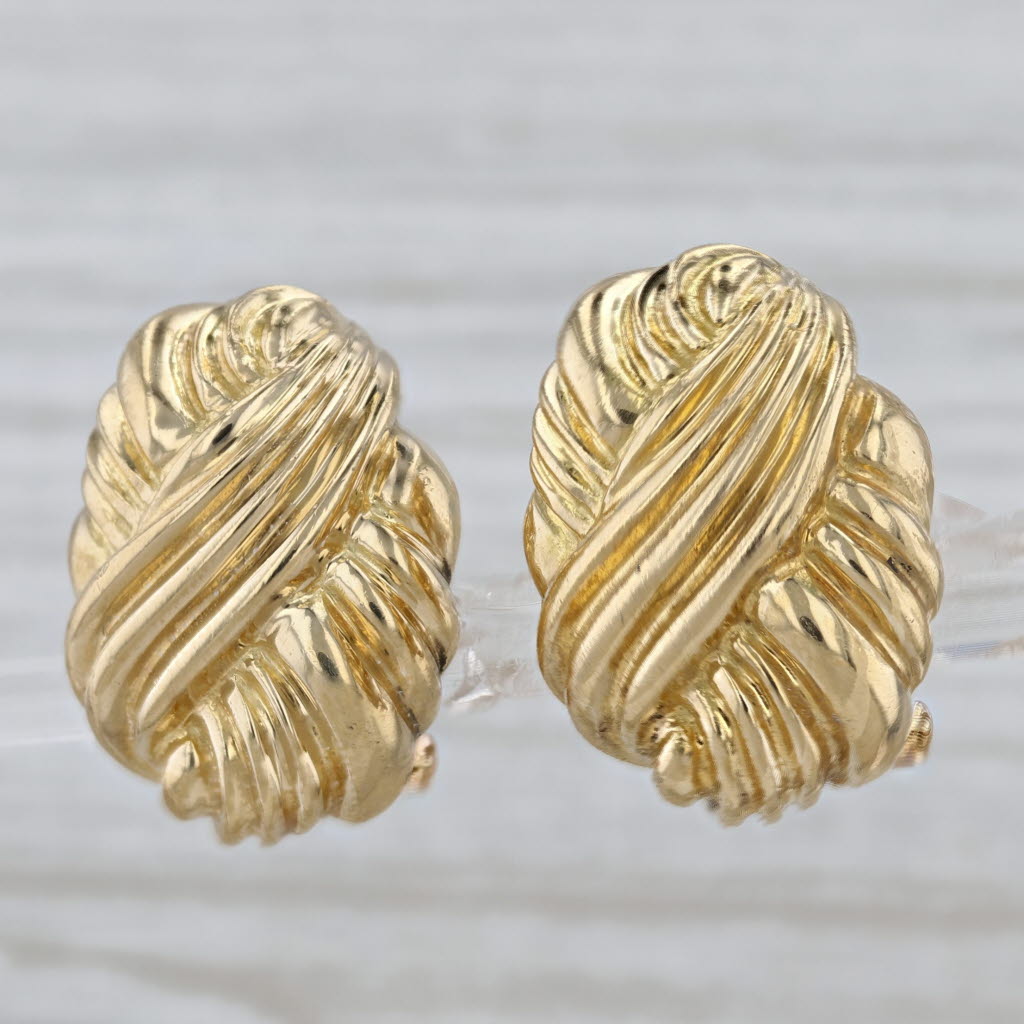 Tiffany & Co Knot Earrings 18k Yellow Gold Clip On Omega Backs
