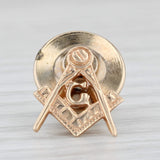 Light Gray Masonic Square Compass Pin 14k Yellow Gold Blue Lodge Lapel