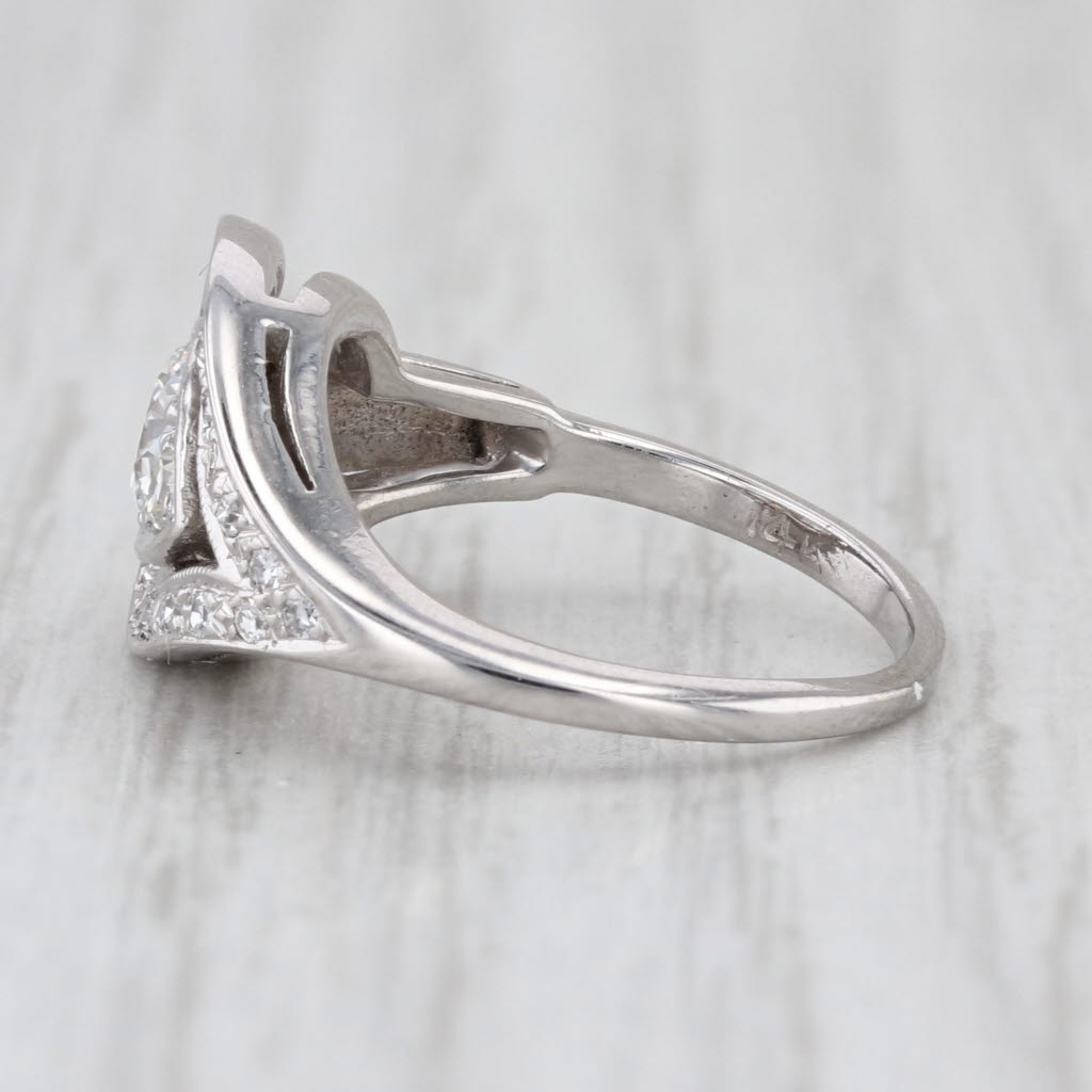 0.59ctw Diamond Teardrop Halo Ring 14k White Gold Size 4.25