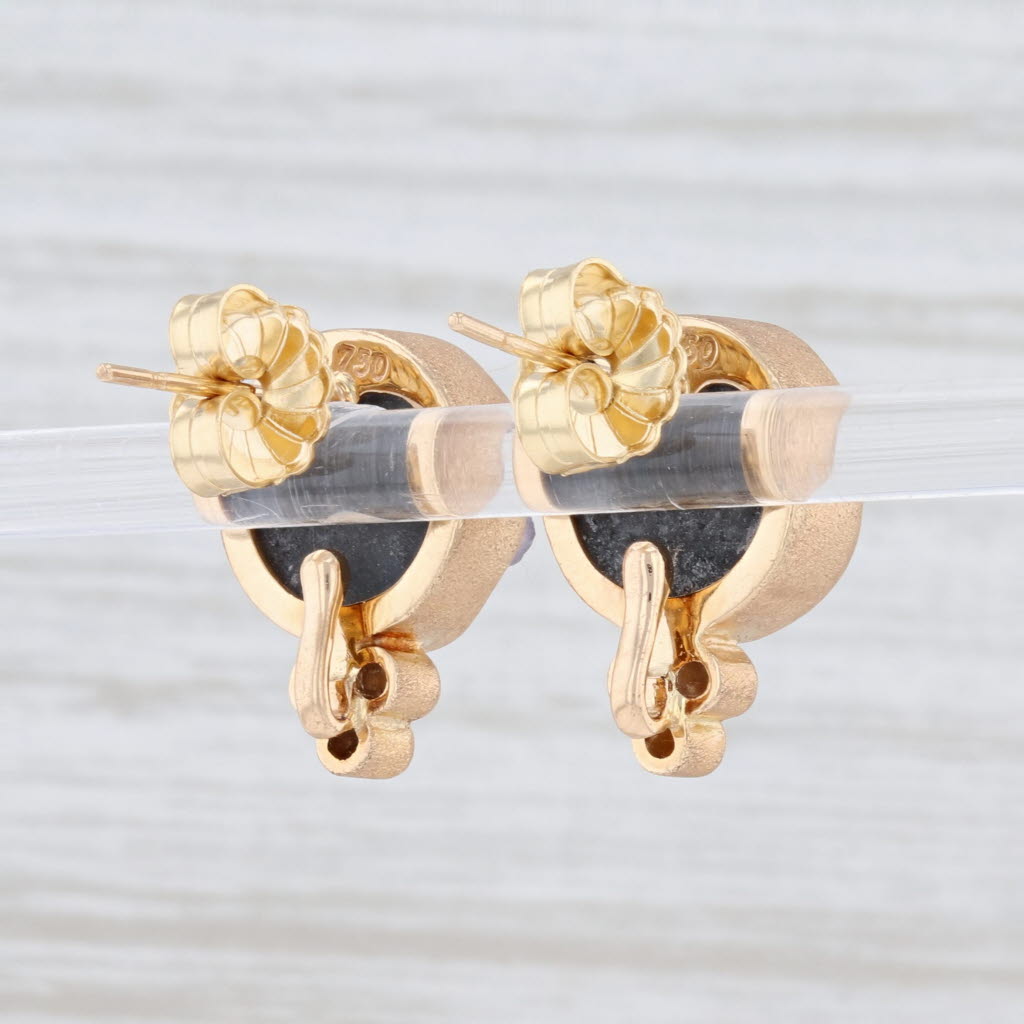 New Nina Wynn Amethyst Druzy Diamond Earrings 18k Yellow Gold Studs
