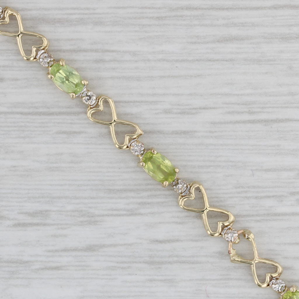 Gray 2.25ctw Peridot Tennis Bracelet 10k Yellow Gold 6.5" 4mm