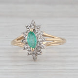 0.41ctw Marquise Emerald Diamond Halo Ring 10k Yellow Gold Size 7.75