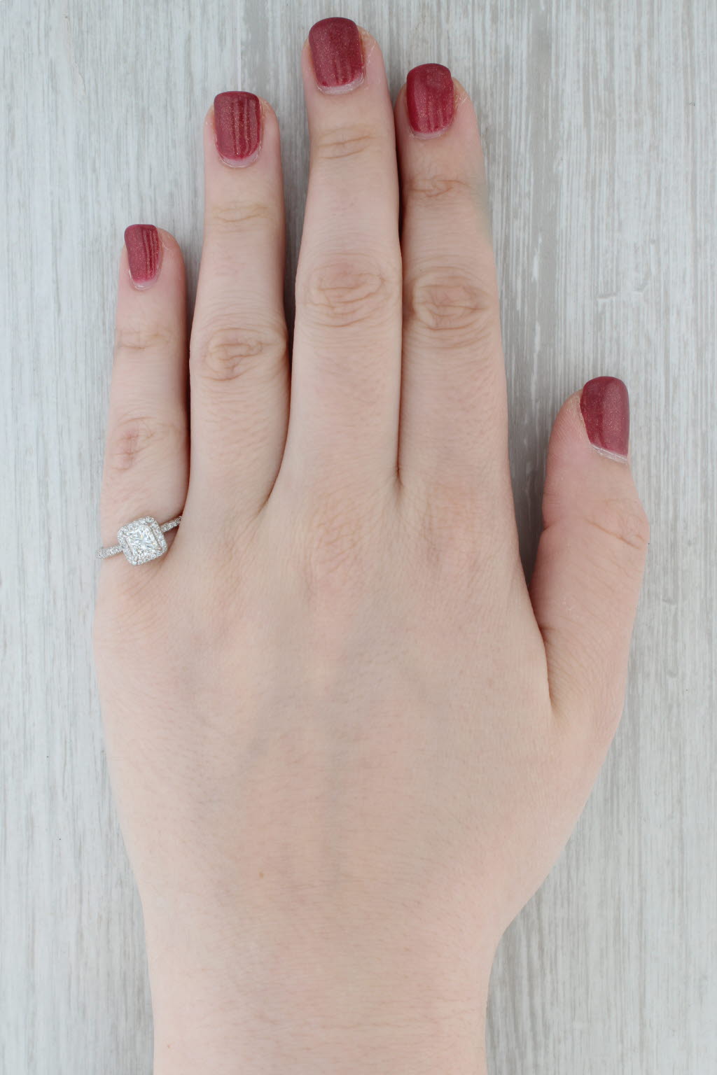 Gray 1.08ctw Diamond Halo Engagement Ring 14k White Gold Size 7 GIA