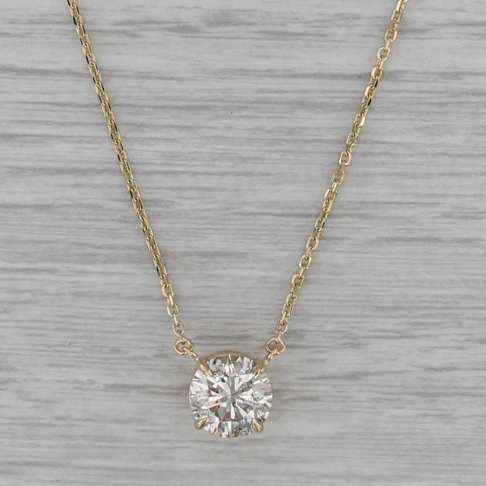 New 3.01ct Diamond Solitaire Necklace 14k Gold Cable Chain 16" 17" 18" GIA