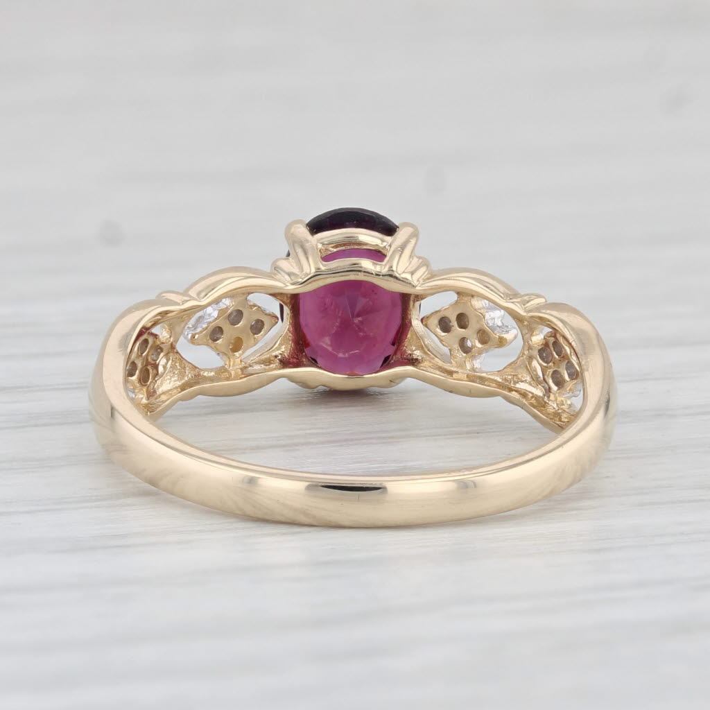 Light Gray 1.56ctw Oval Garnet Diamond Ring 14k Yellow Gold Size 8.25