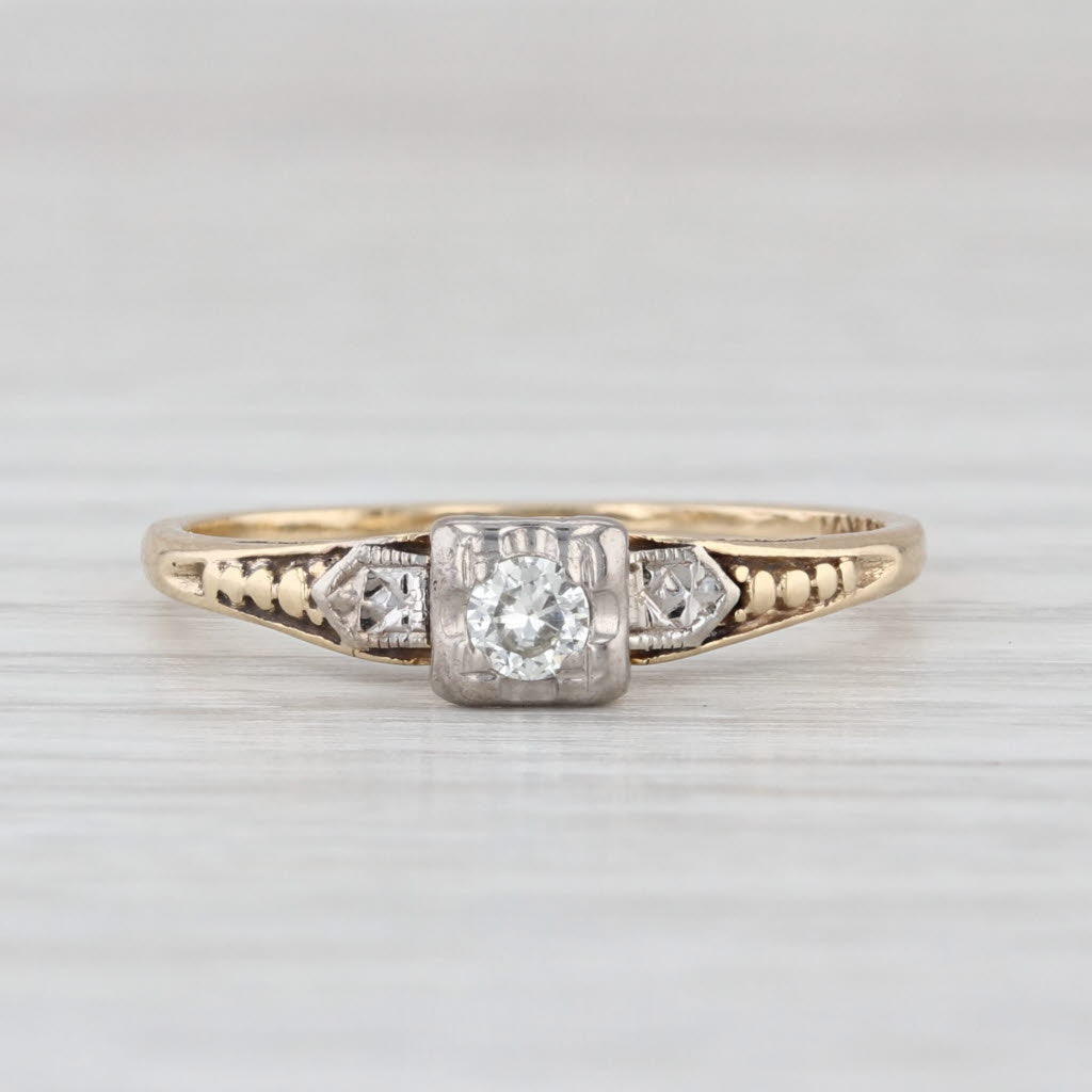 Vintage Diamond Ring 14k Yellow Gold Size 6.5