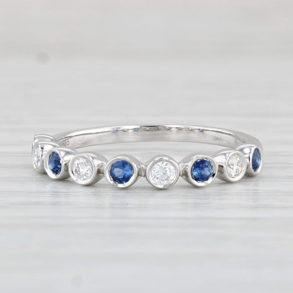 Light Gray New .32ctw Sapphire Diamond Stackable Ring 14k White Gold Size 7 Stacking Band